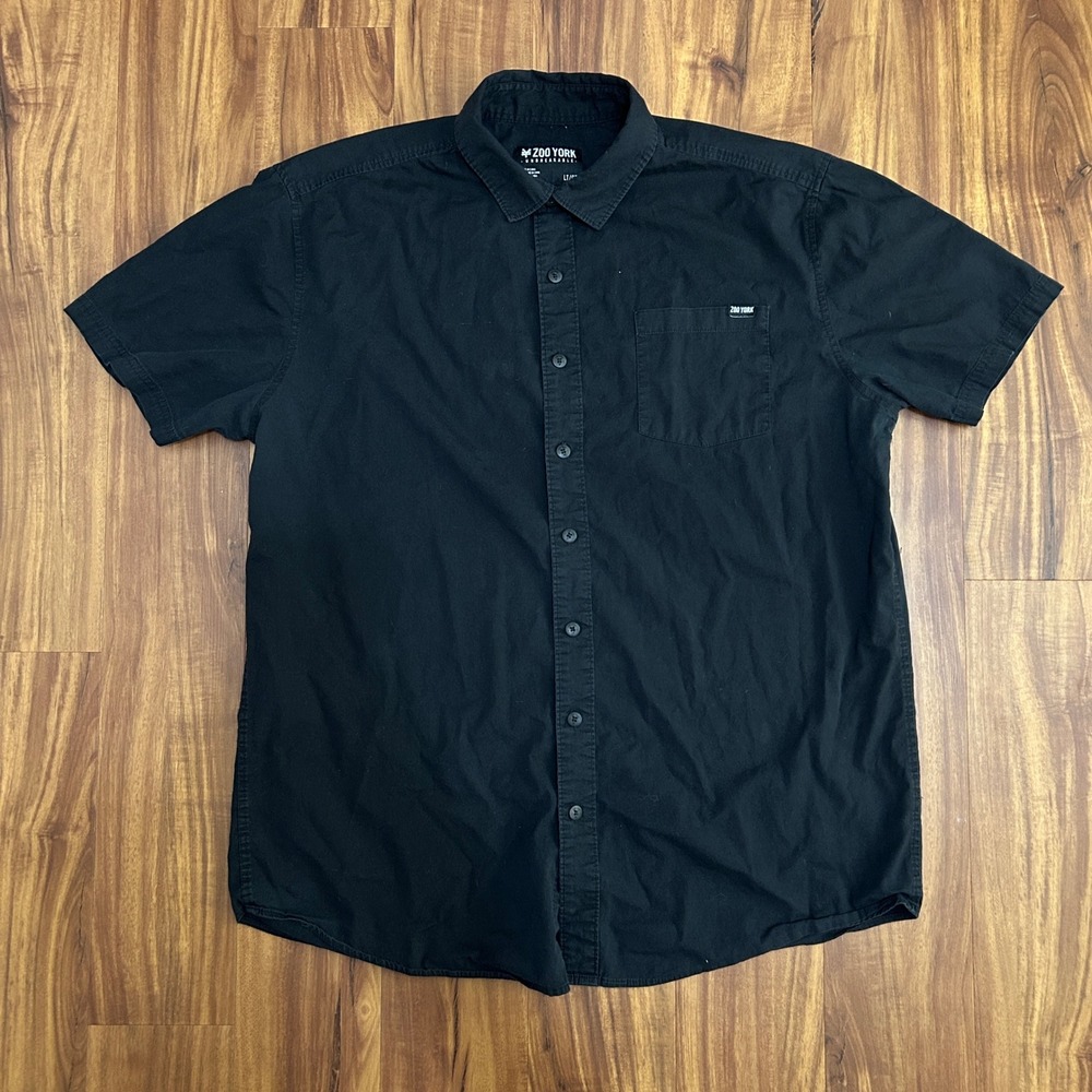Zoo York Unbreakable Mens Large Tall LT Black Short Sleeve Button Down Shirt